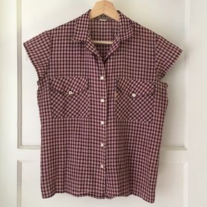 Vintage Levi’s Plaid Cap Sleeve Button Down Top